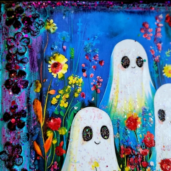 Journal Ghost in Wildflower Field Lined Composition Notebook Set Bright Sparkly - Picture 6 of 9